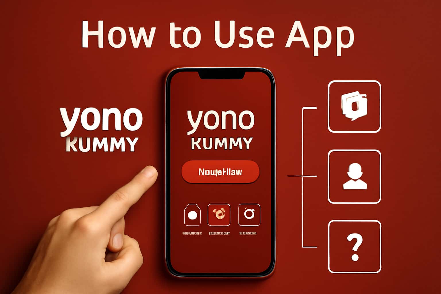 An informative scene depicting the Yono Rummy app with user interface elements.