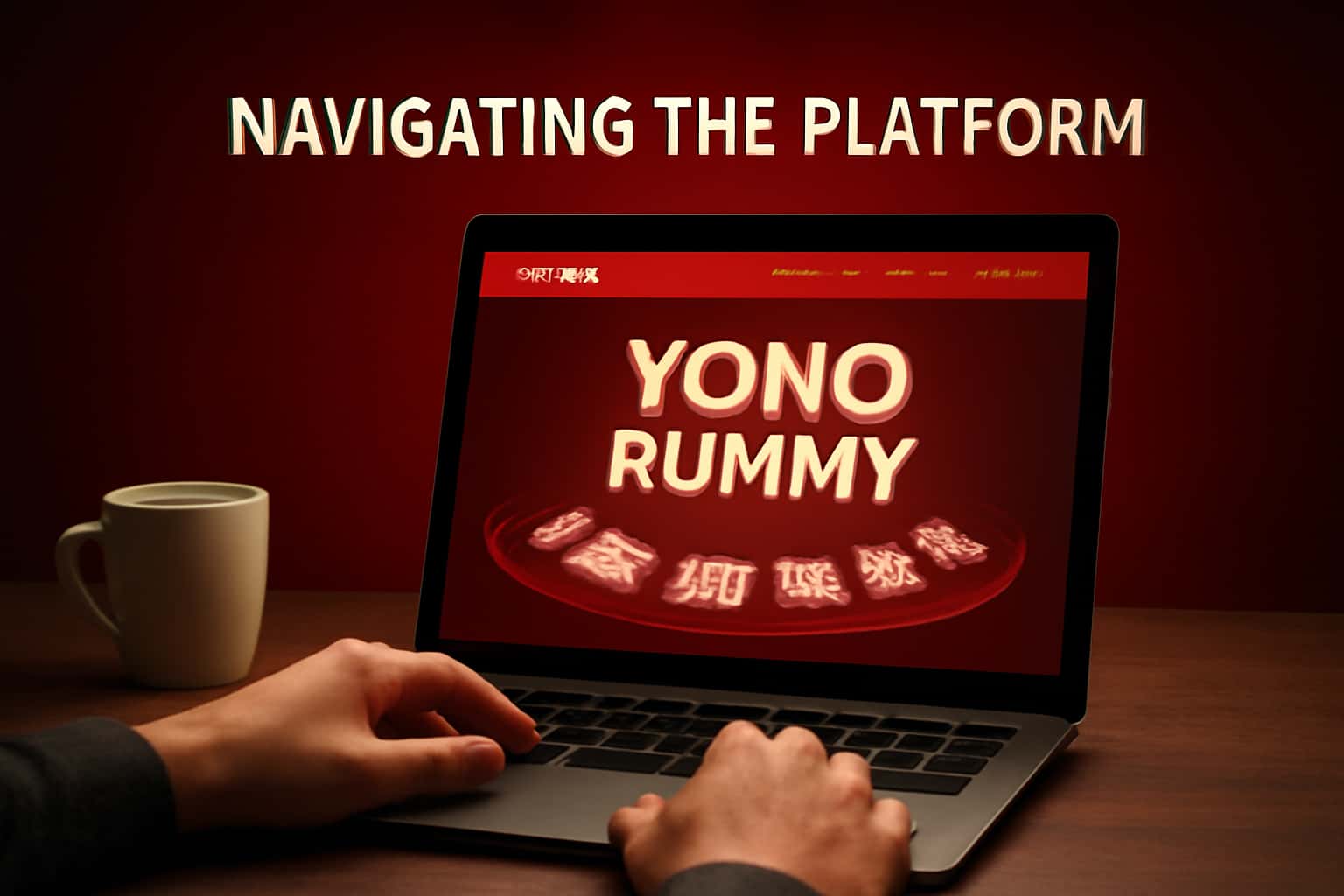 An informational scene depicting the Yono Rummy platform navigation guide.