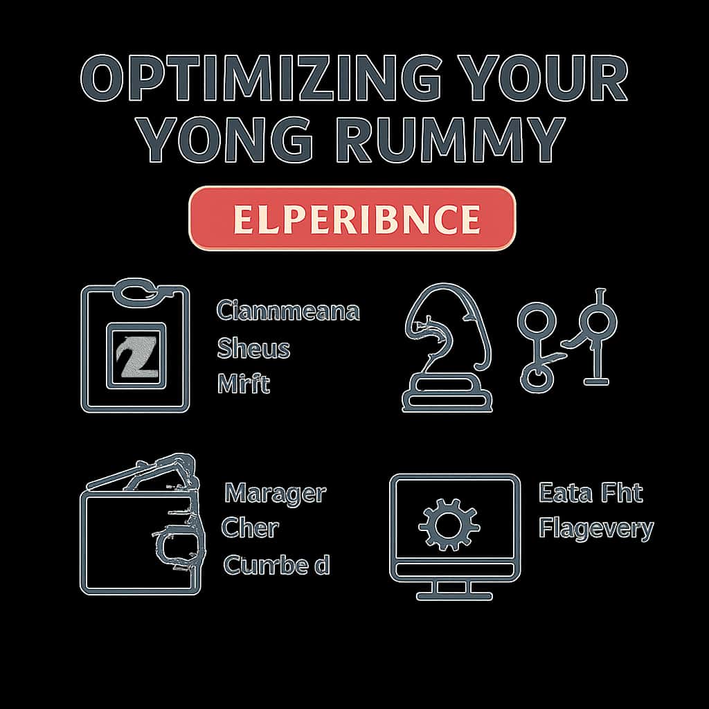 An educational diagram detailing optimization steps for Yono Rummy.