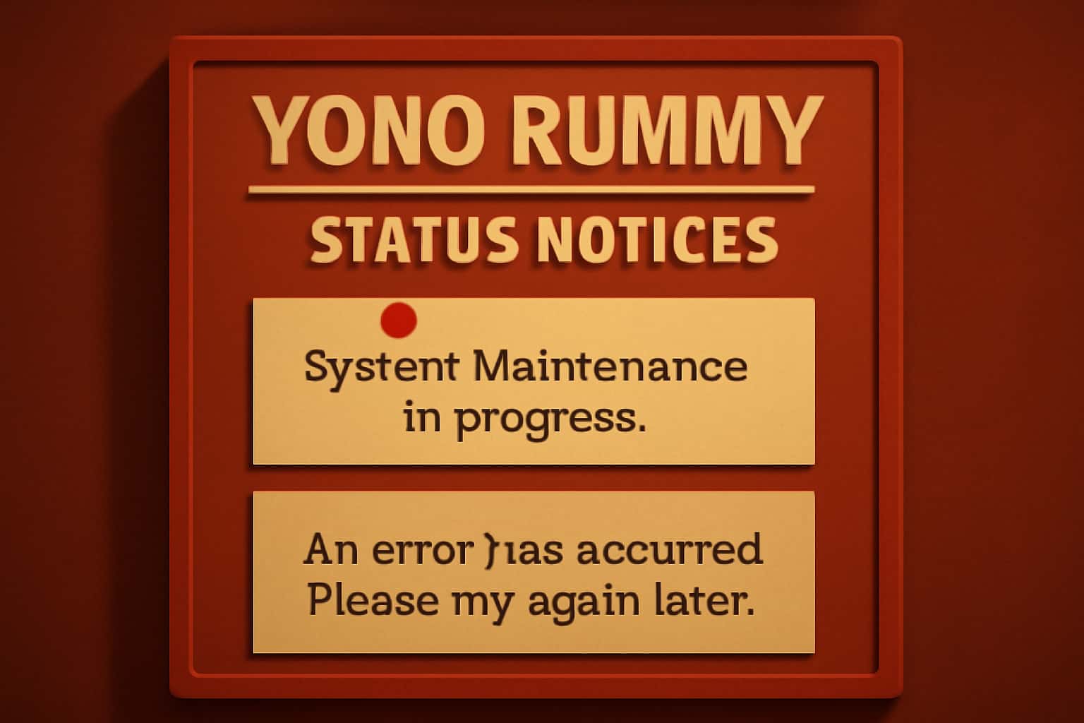 An informative visual representation of Yono Rummy Status Notices.