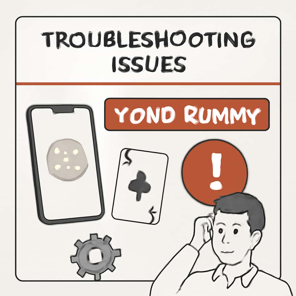 An illustration detailing common troubleshooting strategies for Yono Rummy.