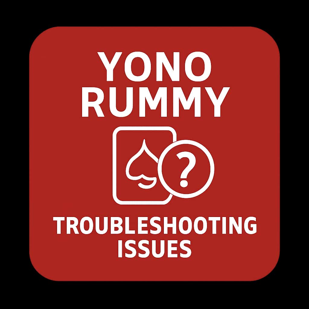 An icon symbolizing assistance for Yono Rummy troubleshooting, with the app's name prominently displayed.