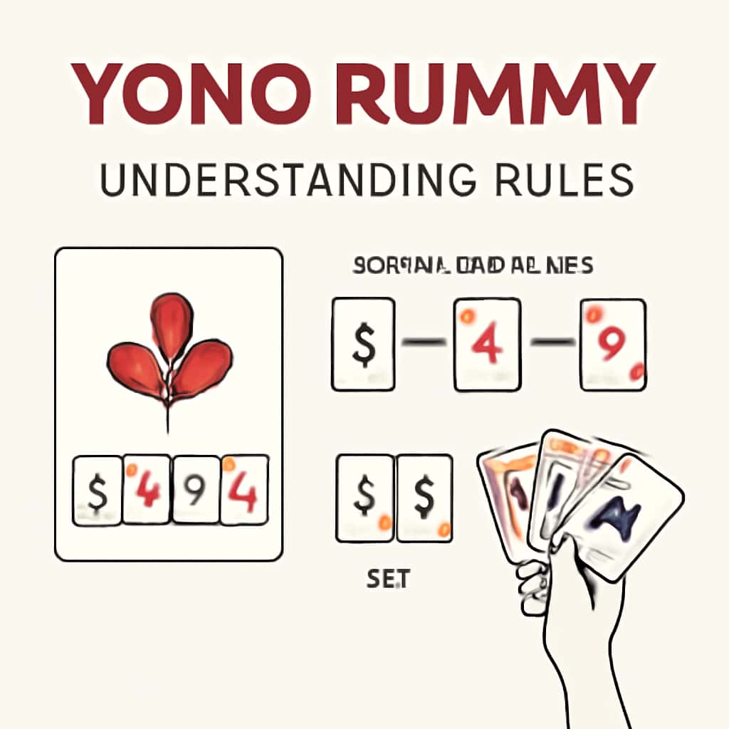 Illustration detailing the rules of Yono Rummy.
