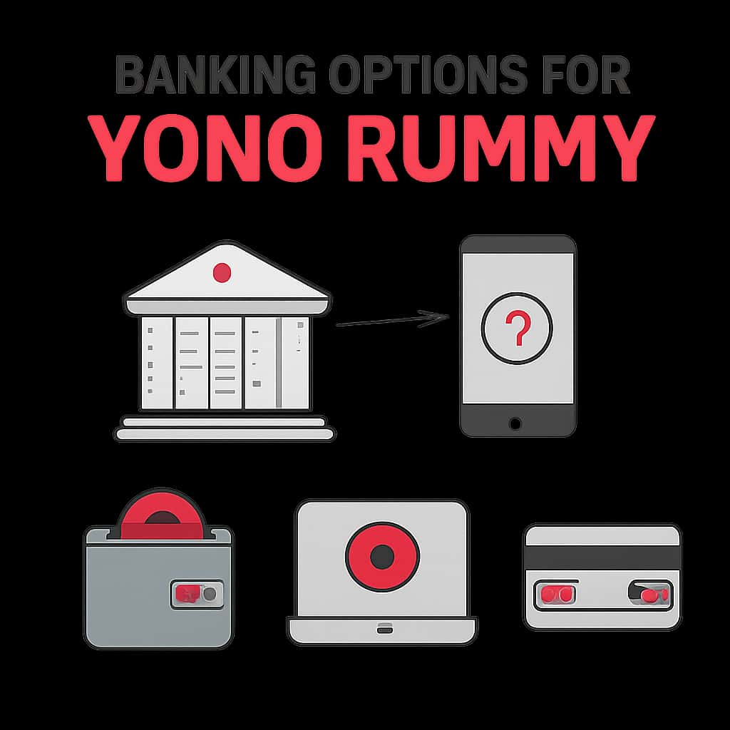 Illustration detailing the banking options available for Yono Rummy.