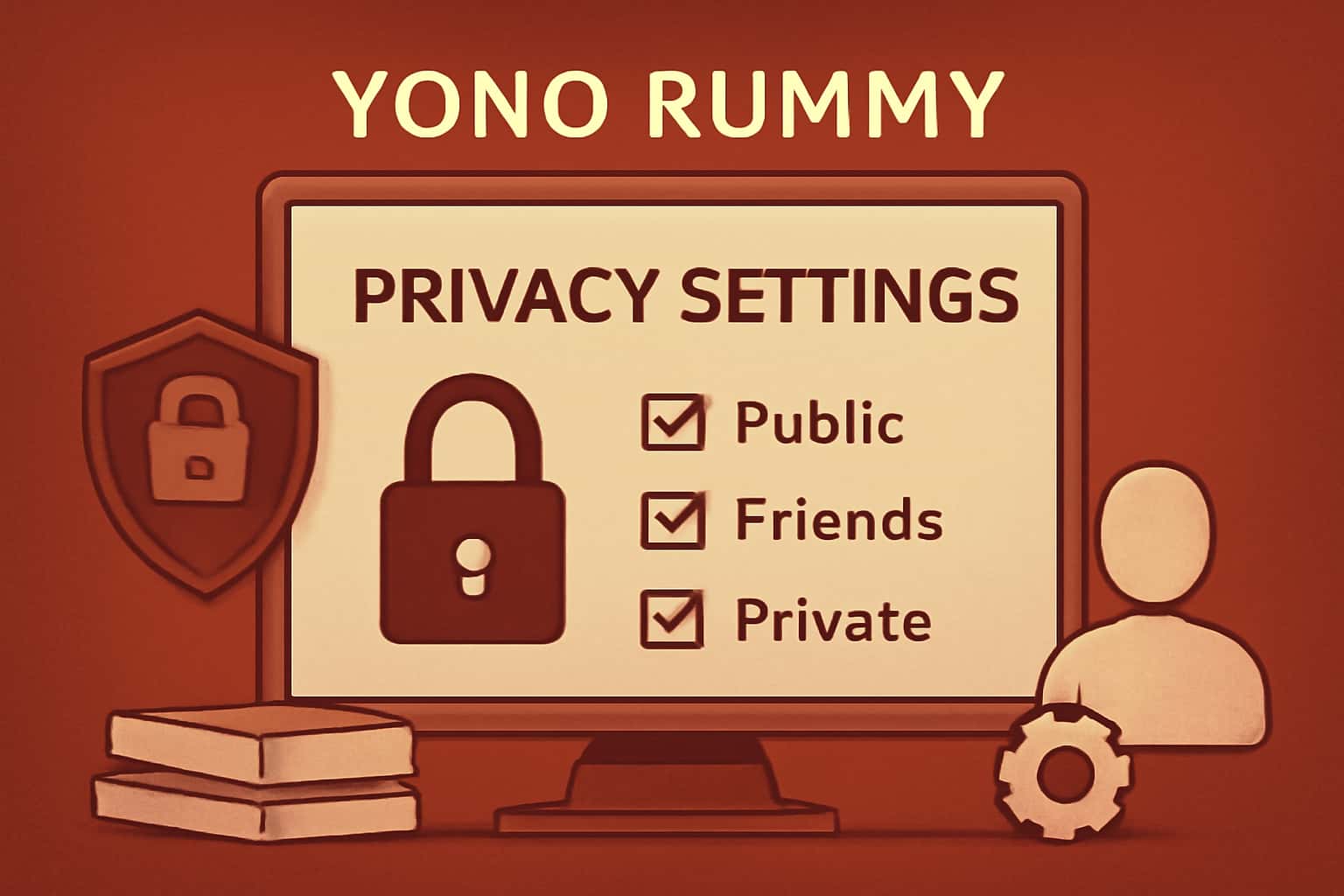 Visual representation of Yono Rummy Privacy Settings in a tech-inspired design.