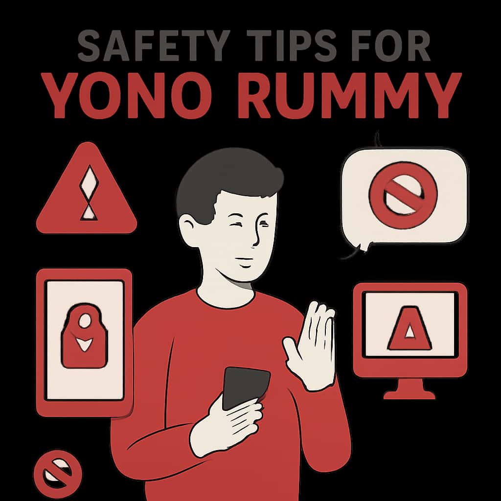 An illustration showcasing safety tips for Yono Rummy.